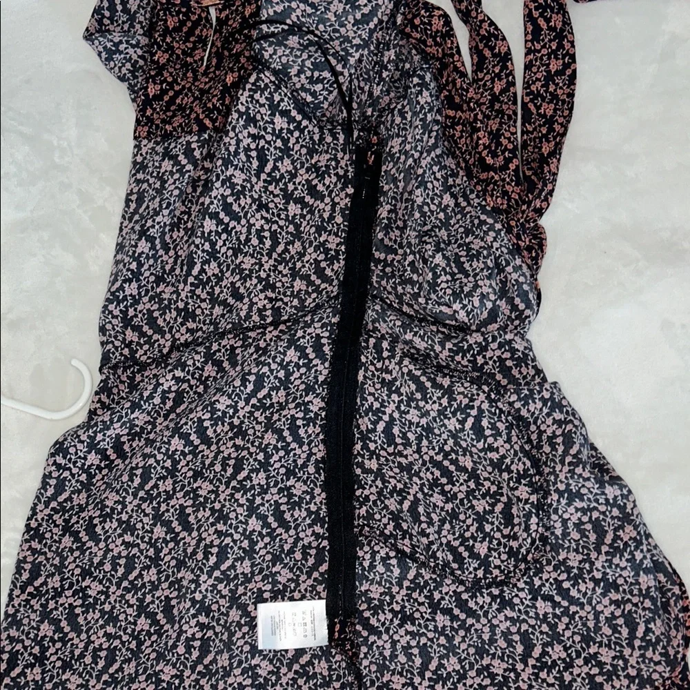 Free People Tunic Mini Dress Or Top Floral Tie Wrap Front Sz S - Picture 7 of 14
